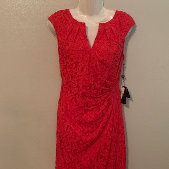 Designer Adrianna Papell Red Lace Dress Women’s 8 NEW NWT special occasion - Picture 5 of 12